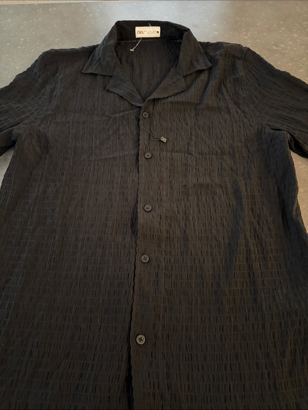 Zara Black Lightweight Textured Shirt Jacket